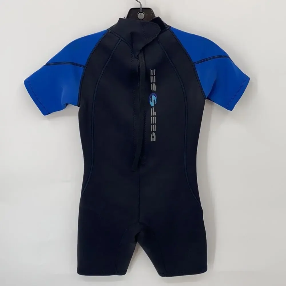 Deep See Boys Black & Blue Short Sleeve Wet Suit Size Large (10)